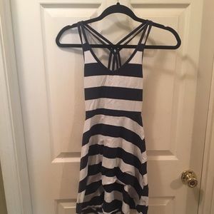Blue and White Striped Fit and Flare Dress